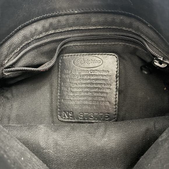 Brighton Black & Brown Croc Embossed Shoulder Bag Bucket Handbag Leather 90’s - Picture 3 of 12